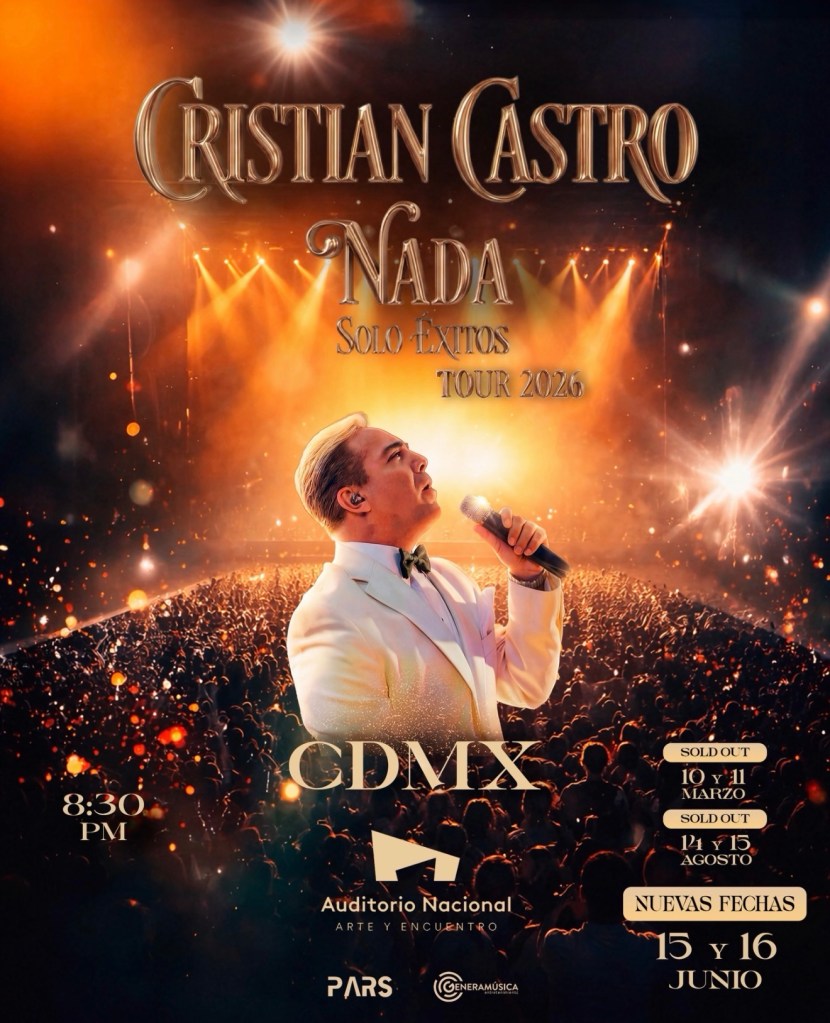 TRAS SUS LLENOS EN EL AUDITORIO NACIONAL, CRISTIAN CASTRO CONFIRMA DOS ÚLTIMAS&nbsp;FUNCIONES