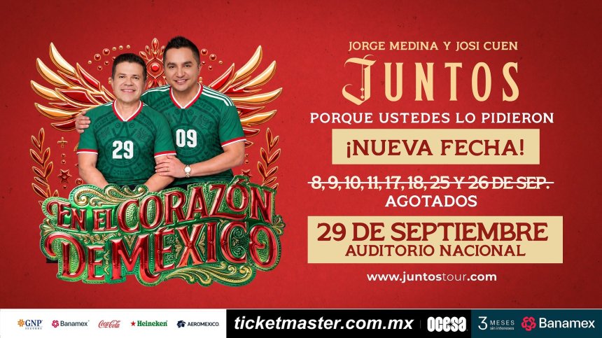 Jorge Medina y Josi Cuen siguen haciendo historia juntos: ¡Nueva fecha en el Auditorio&nbsp;Nacional!