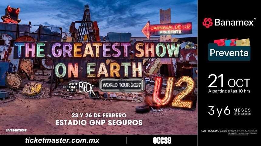 U2 ANUNCIA CARNAVAL DE LUZ Y PRESENTA: THE GREATEST SHOW ON EARTH WORLD TOUR&nbsp;2027